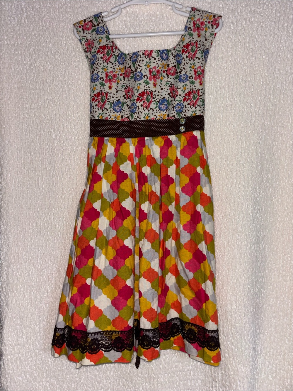 Matilda Jane Pink, Green & Yellow Mixed-Print Sleeveless Dress